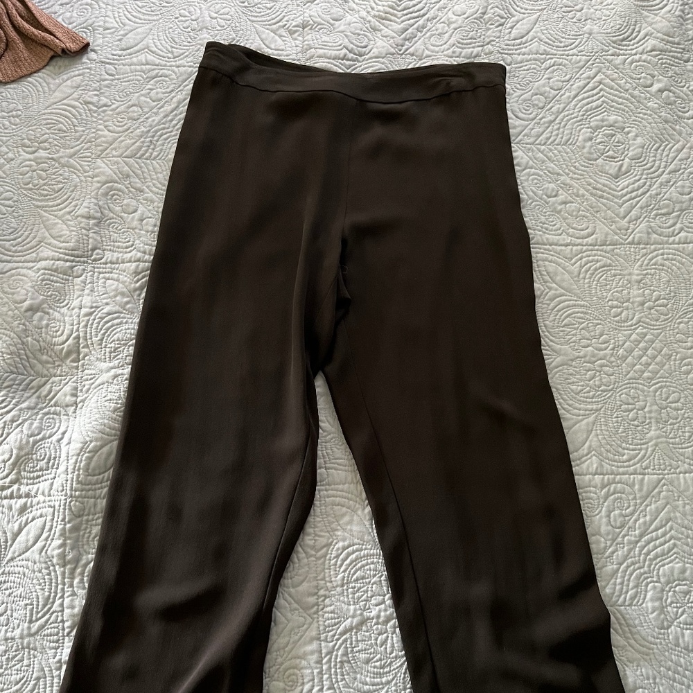 NWT Eileen Fisher Silk Crepe Cropped Pants Petite Small Black